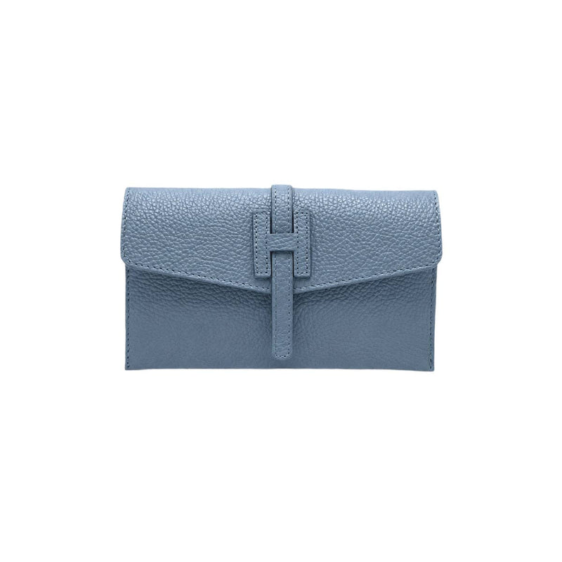  Genuine leather mini clutch bag, Made in Italy, art. 112592: Jeans 