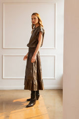  Lorena Tiered Leather Skirt 