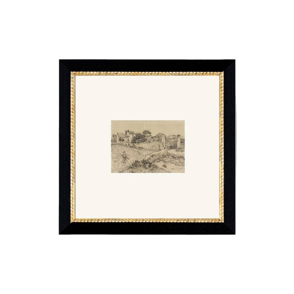 Wall Art Tuscan Village Framed Antique Art 8x8 