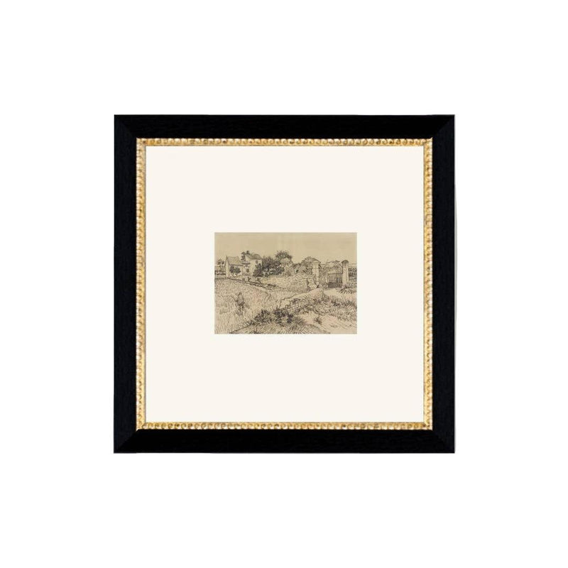 Wall Art Tuscan Village Framed Antique Art 8x8 