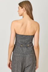  Sparkling Pinstripe Strapless Suit Top 