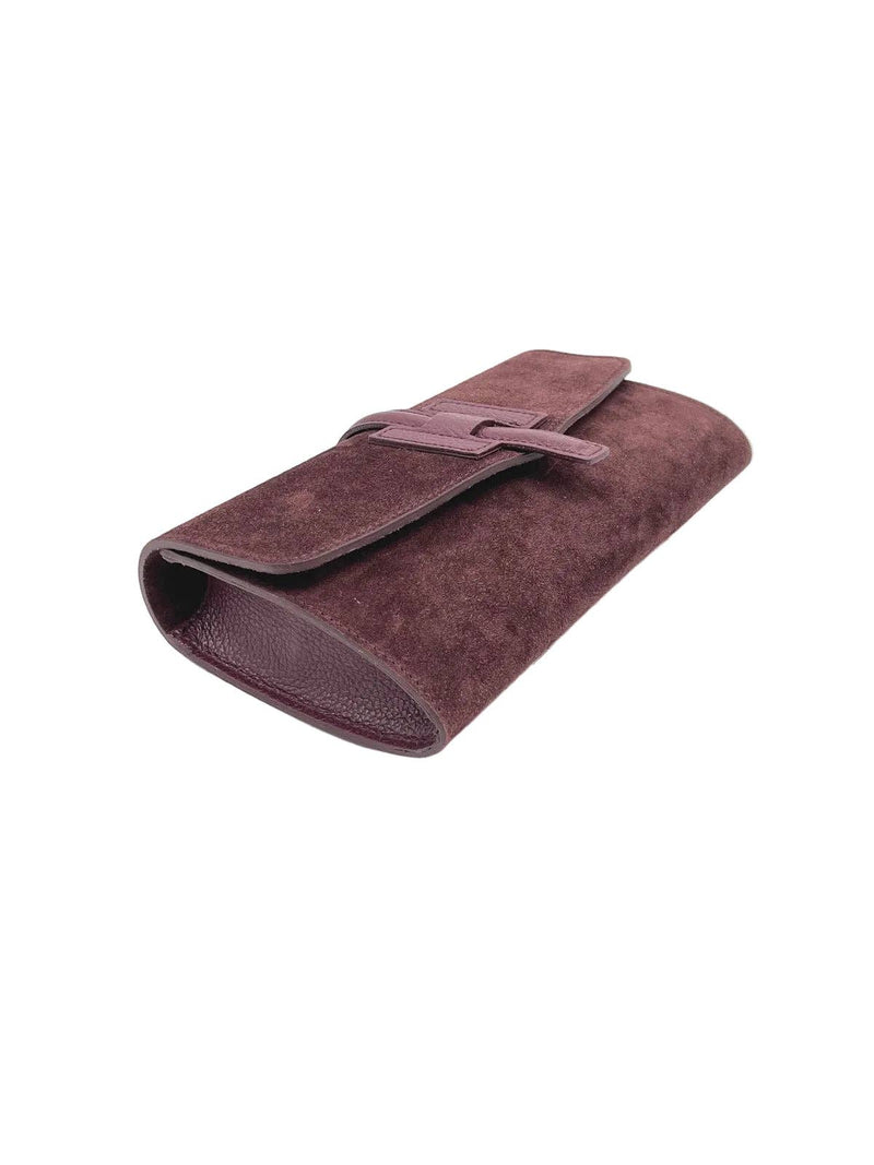Italian Suede & Leather Clutch with Strap // Bordeaux