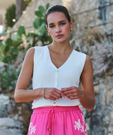  Chris Sleeveless Mother of Pearl Button Top 