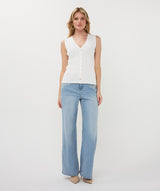  Chris Sleeveless Mother of Pearl Button Top 