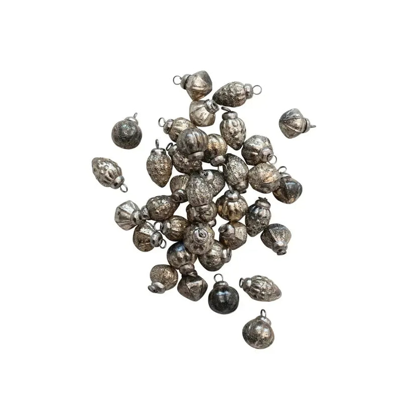 Holiday Ornaments Embossed Mercury Glass Ornaments // Set of 36 