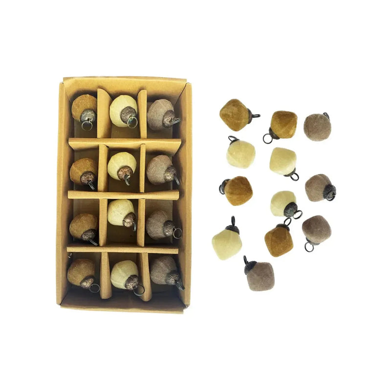 Holiday Ornaments Vintage Flocked Recycled Glass Ornaments // Set of 12 