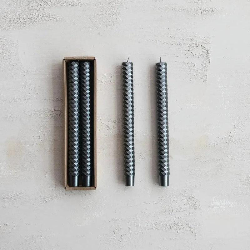 Holiday Candles Platinum Faceted Taper Candles // Set of 2 