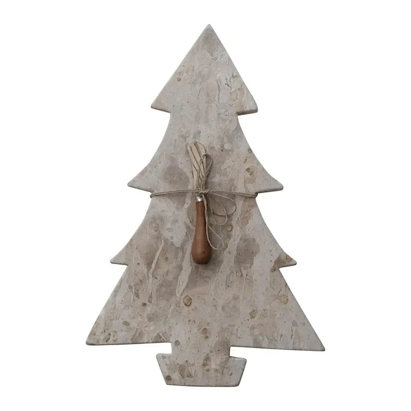 Holiday Decorative Objects Marble Tree Board with Canape Knife 