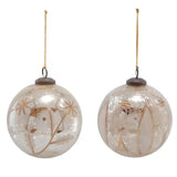 Holiday Ornaments 5" Round Etched Mercury Glass Ball Ornament // 2 Styles 