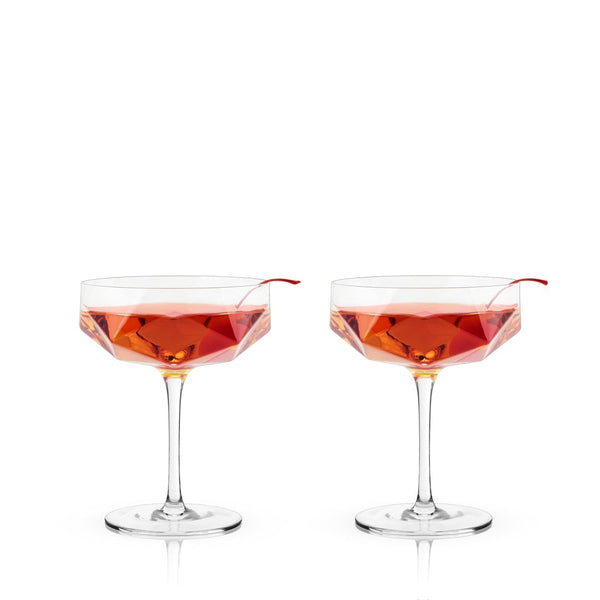 Bar & Glassware Faceted Crystal Coupe 