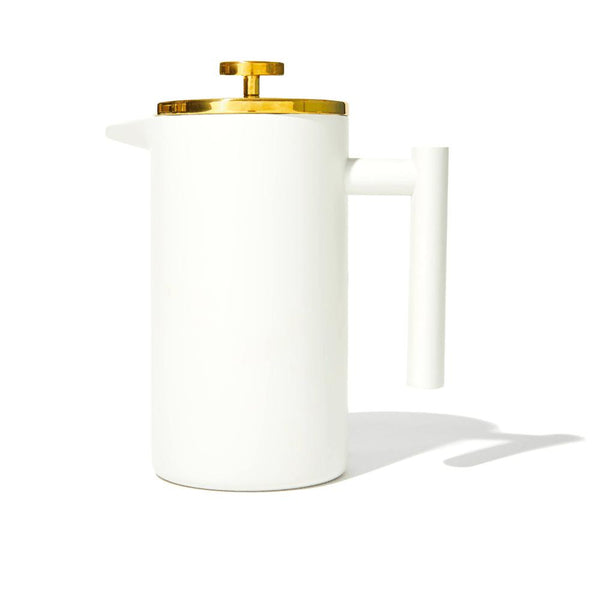Bar & Glassware French Press | Matte White & Shiny Gold 