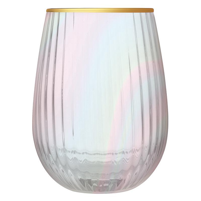 Bar & Glassware Iridescent Beveled Stemless Wine Glass 