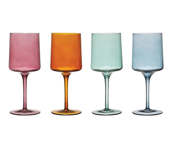 Bar & Glassware Multi Color Wine Glass Set of 4 
