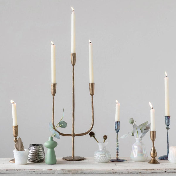 Candle Holders Hand-Forged Brass Hourglass Taper Holder 