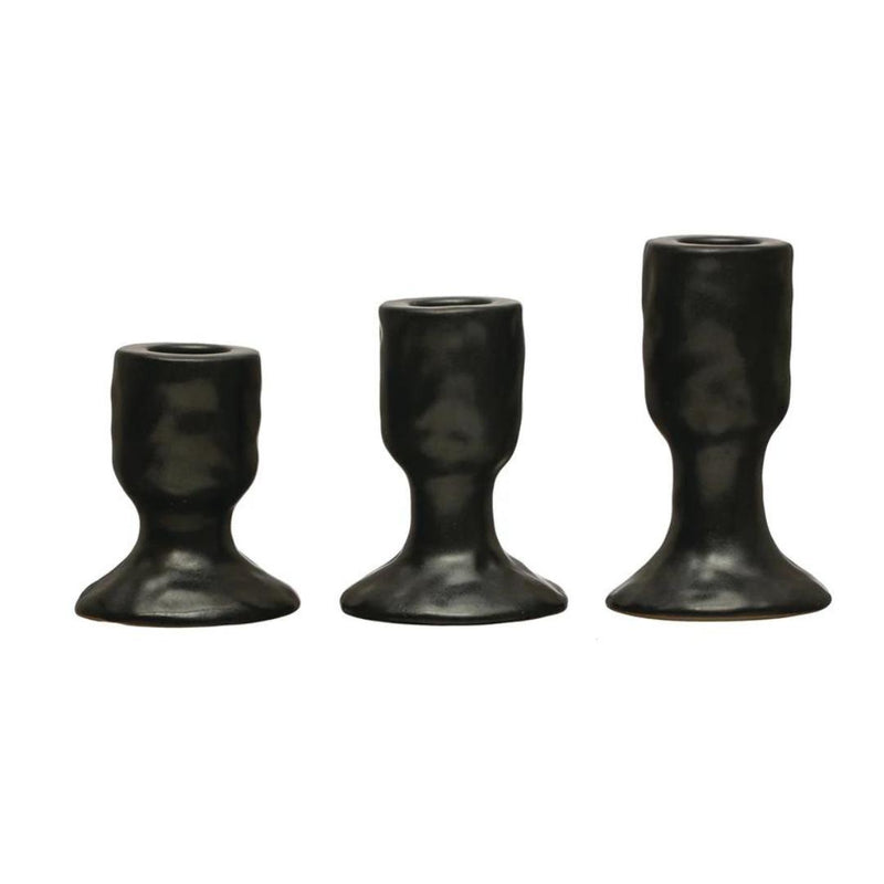 Candle Holders Stoneware Taper Holders // Set of 3 