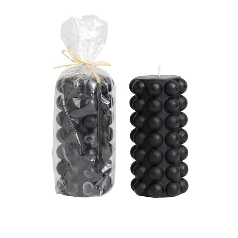 Candles & Matches Black Hobnail Pillar Candle - 2 Sizes Large 
