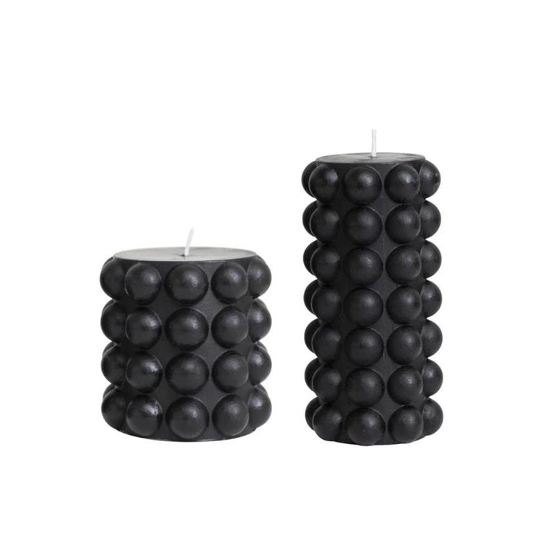 Candles & Matches Black Hobnail Pillar Candle - 2 Sizes 