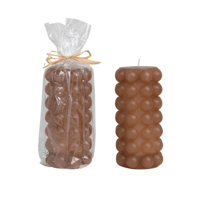 Candles & Matches Brown Hobnail Pillar Candle // 2 Sizes Large 