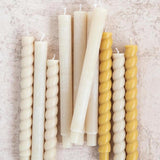  Cream Twisted Taper Candles in Box // Set of 2 