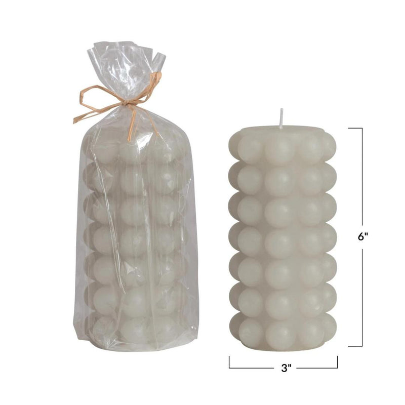 Candles & Matches Dove Grey Hobnail Pillar Candle - 2 Sizes 