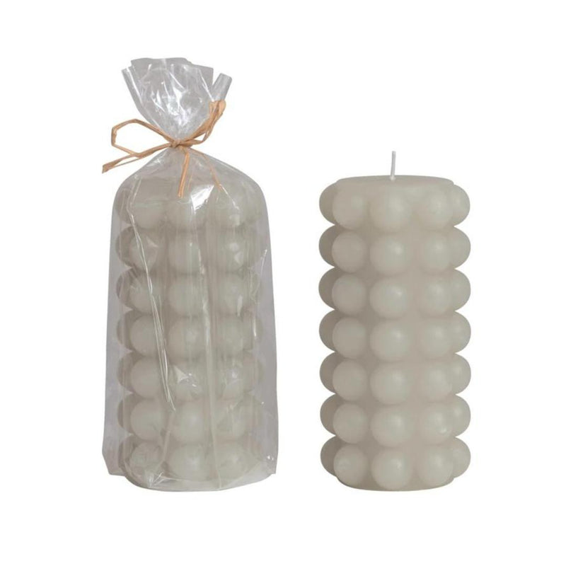 Candles & Matches Dove Grey Hobnail Pillar Candle - 2 Sizes Large 