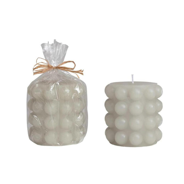 Candles & Matches Dove Grey Hobnail Pillar Candle - 2 Sizes Small 