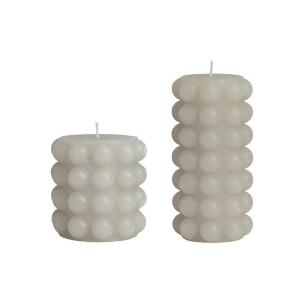 Candles & Matches Dove Grey Hobnail Pillar Candle - 2 Sizes 