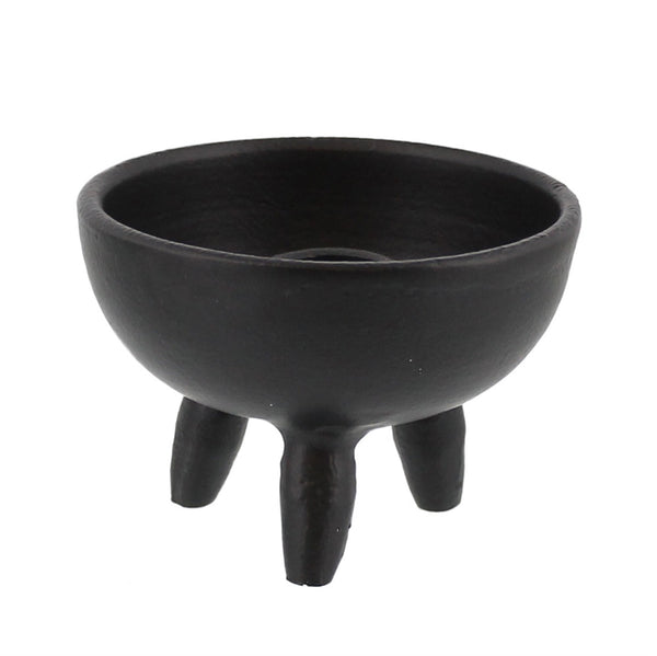 Candles & Matches Footed Taper Candle & Incense Holder in Black 