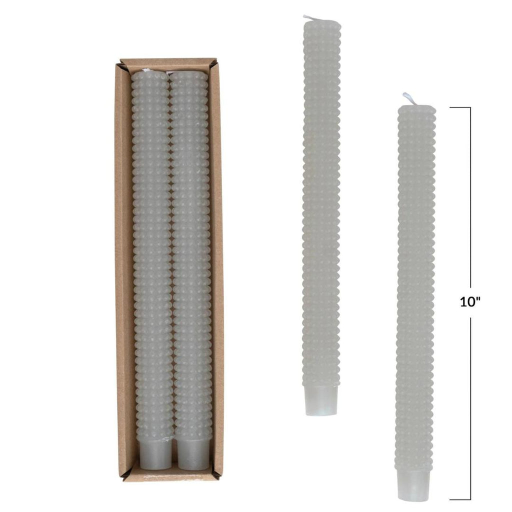 Tapered Candles Grey Hobnail Taper Candles Set of 2
