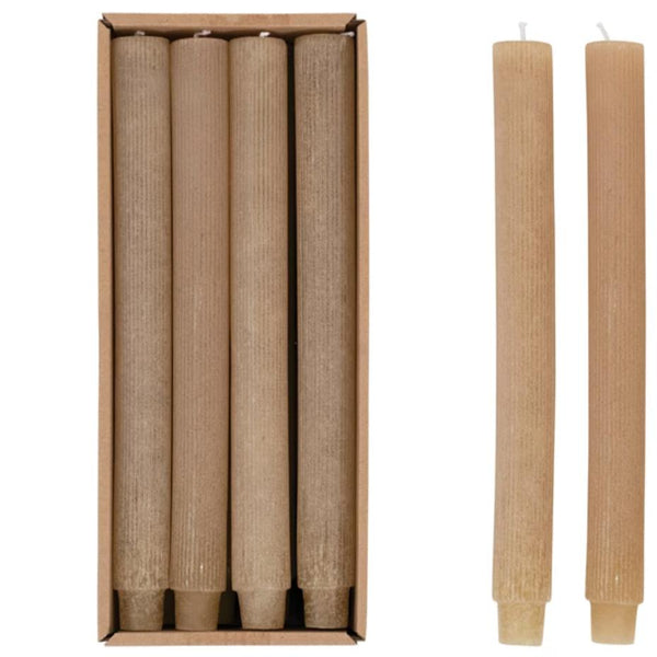 Candles & Matches Linen Ribbed Taper Candles - Set of 2 