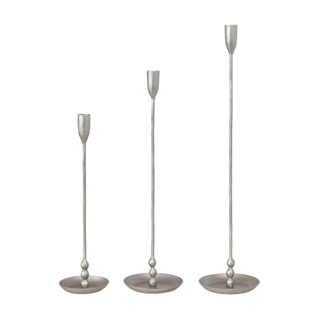 Candlestick Nickel Iron Taper Holders 51/2" Round x 23