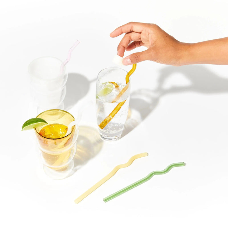 Cocktail Kit Squiggle Glass Straws 