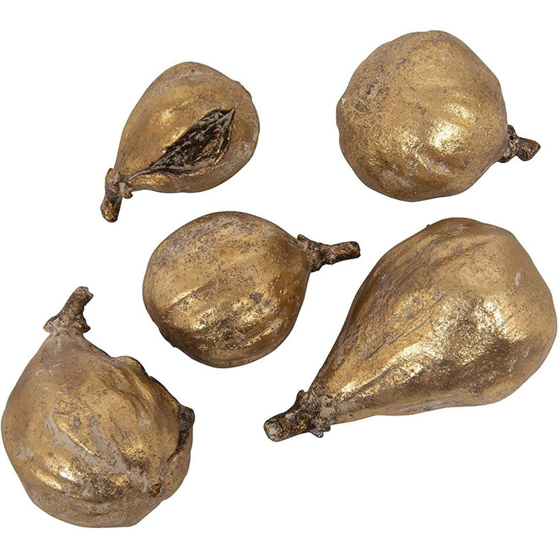 Decorative Object Antique Gold Resin Figs- Set of 5 