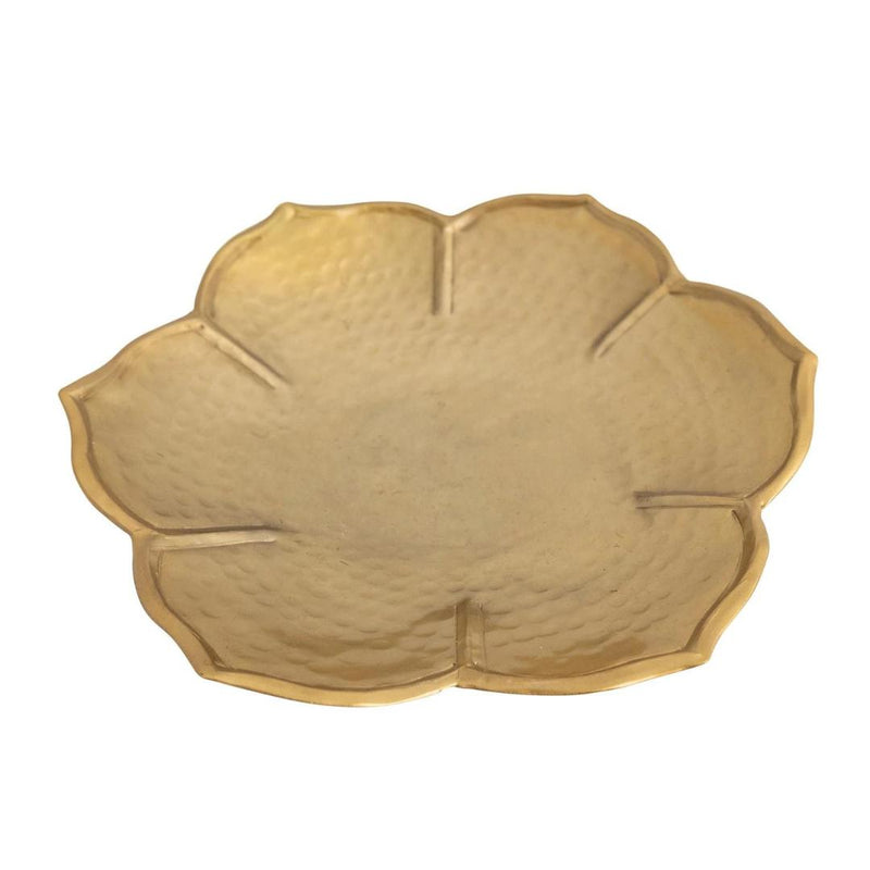 Decorative Object Gold Hammered Metal Flower Bowl 