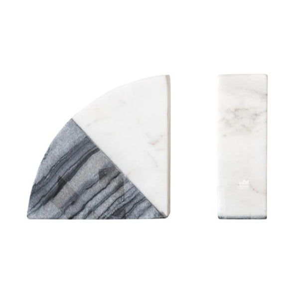 Decorative Object Grey & White Marble Bookends 