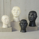 Decorative Object Modern Chiseled Ceramic Bust in Black 