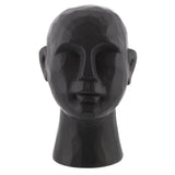 Decorative Object Modern Chiseled Ceramic Bust in Black 