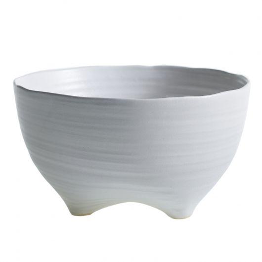 Decorative Object White Ceramic Footed Bowl 