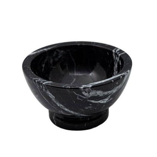 Decorative Storage Black Marble Pedestal Bowl 