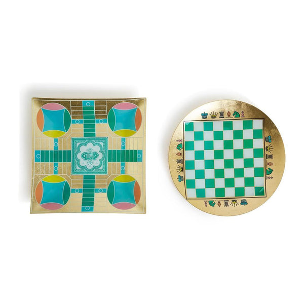 Decorative Trays Vintage Gold Leaf Game Night Serving Platter 