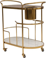 Furniture 2-Tier Bar Cart on Casters with Ice Bucket 