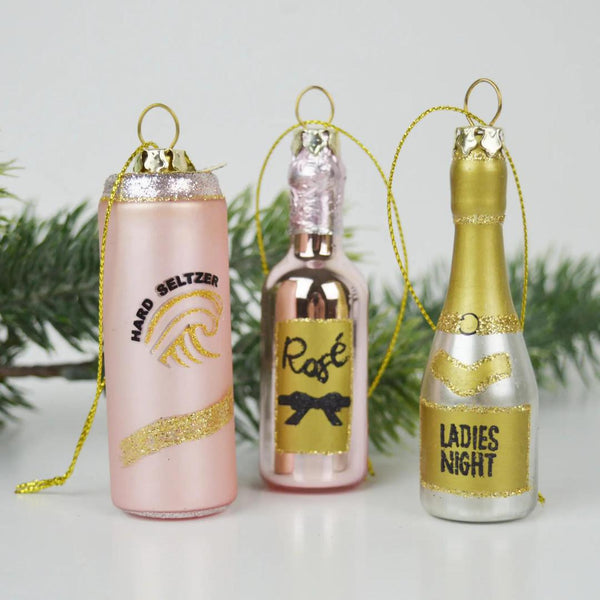 Holiday Ornaments Ladies Night Bubbly Drink Ornament Set 