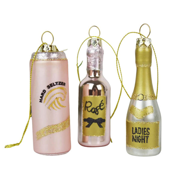 Holiday Ornaments Ladies Night Bubbly Drink Ornament Set 