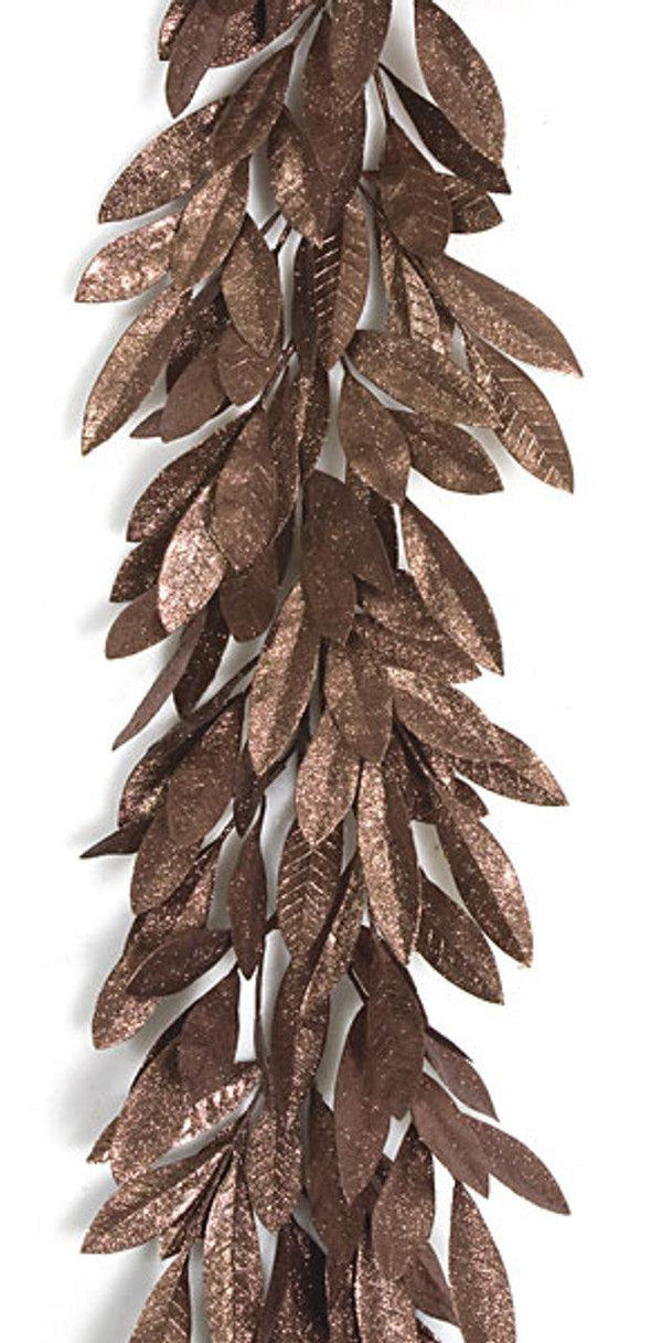 Seasonal & Holiday Decorations Brown Glitter Bay Leaf Garland 