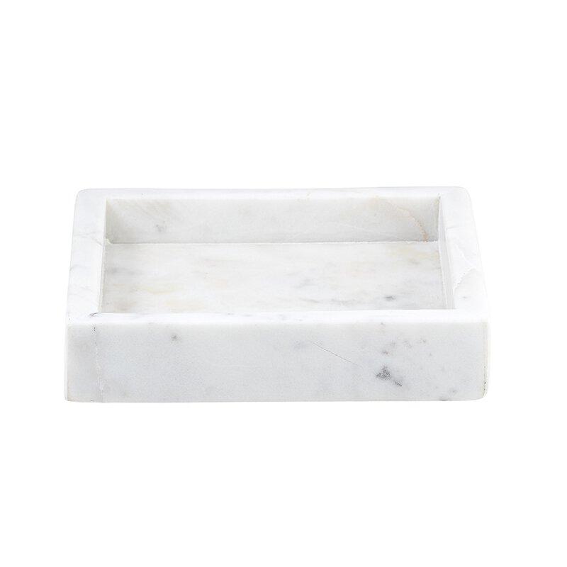Home Accents White Square Marble Tray 