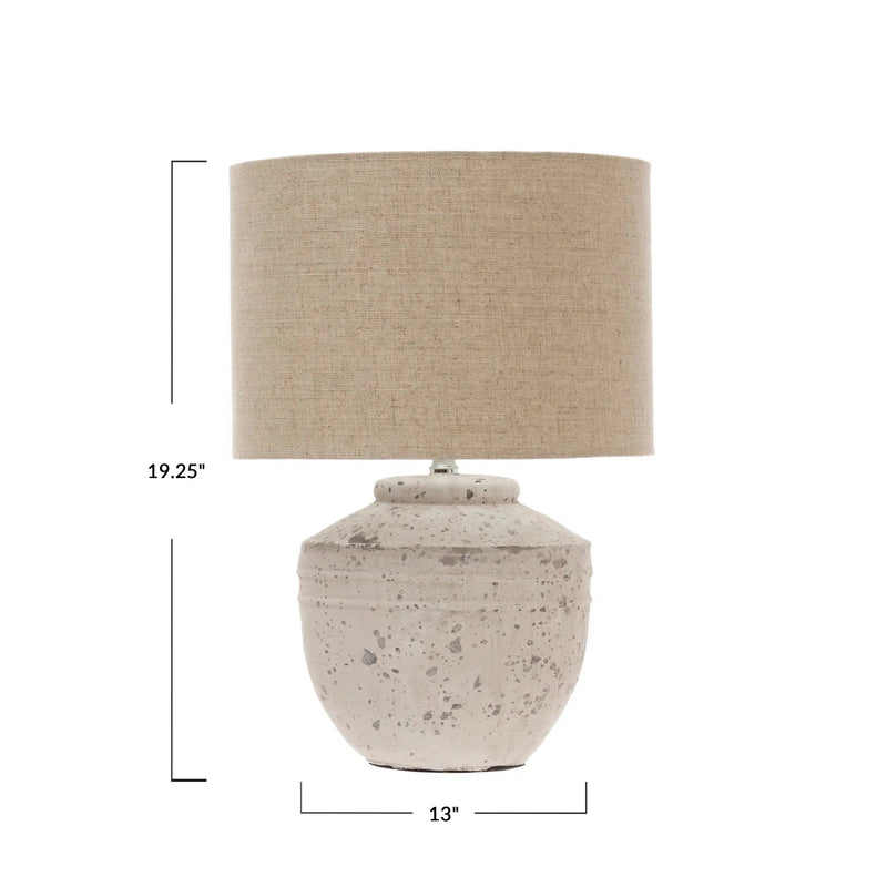 Lighting White Distressed Table Lamp 