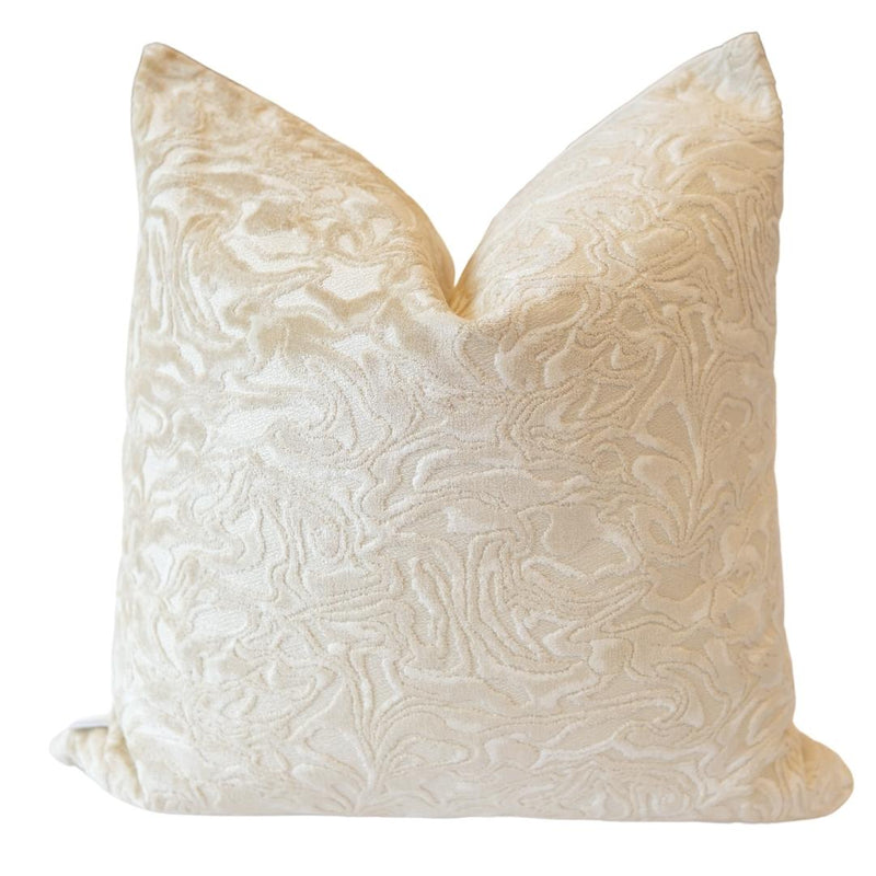 Pillow Covers Marble Cut Velvet Pillow Cover // Vanilla 22x22 