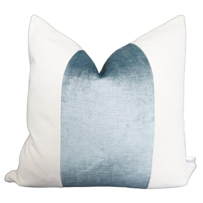 Pillow Covers Stripe Blue Velvet Square Pillow Cover 22x22 