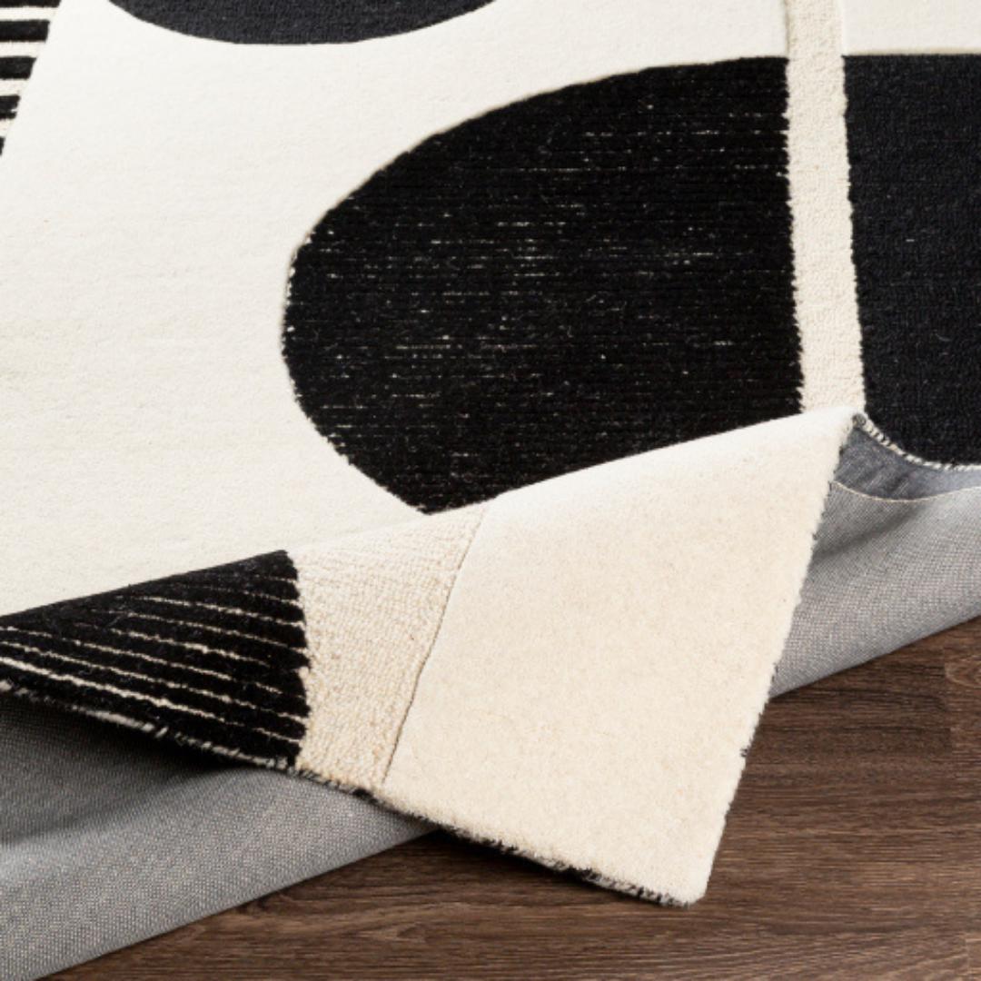 Area Rugs Brooklyn Abstract Rug in Black and Cream 2' x 3'