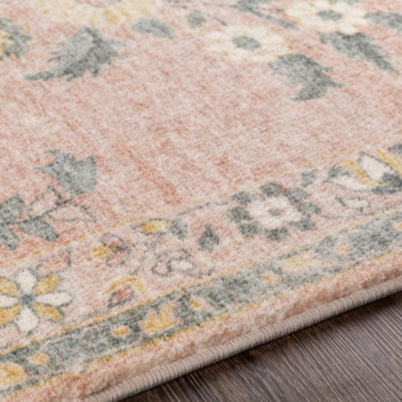 Rug Erin Pale Pink & Yellow Floral Area Rug 